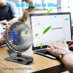 BESKAR Portable Clip on Fan Rechargeable, 4 Speeds Small Battery Operated Fans - Image 3