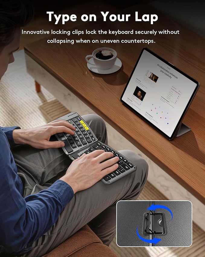 Samsers Ergonomic Foldable Keyboard, KE09U Folding Travel Bluetooth Keyboard - Image 3