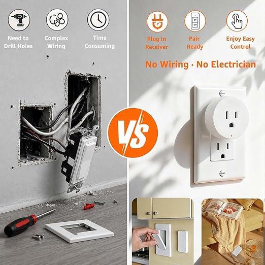 NineLeaf Remote Control Outlet Plug Kit, 5 Plug-in Light Switches - Image 9