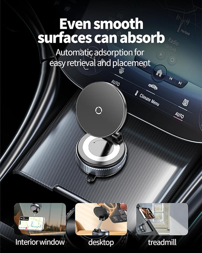 Spinning Vacuum Magnetic Phone Holder 15W Fast Wireless Charger - Image 4