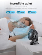 USB Portable Clip on Fan, 2400mAh Battery Type-C 6in, 3 Speed 720° Tilting Head - Image 2