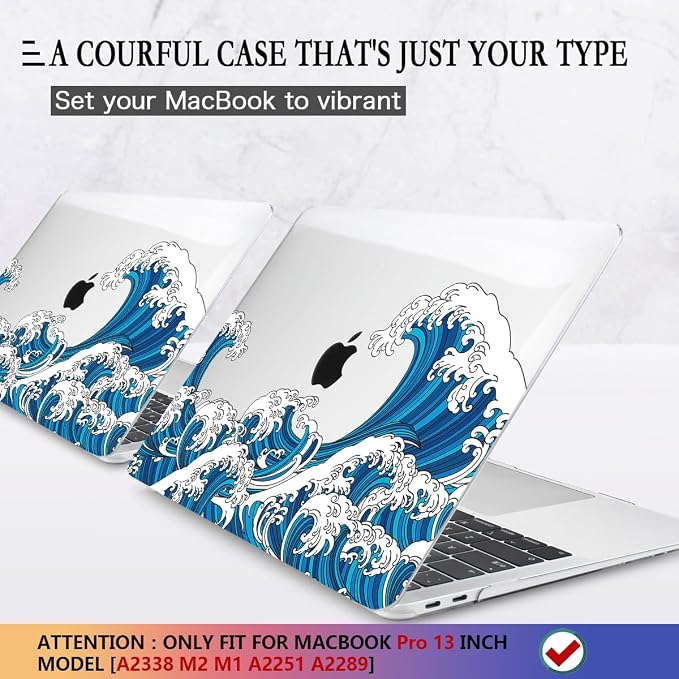 CISSOOK Wave Case for MacBook Pro 13 inch Case 2025-2020 Release, Ocean Hard - Image 3