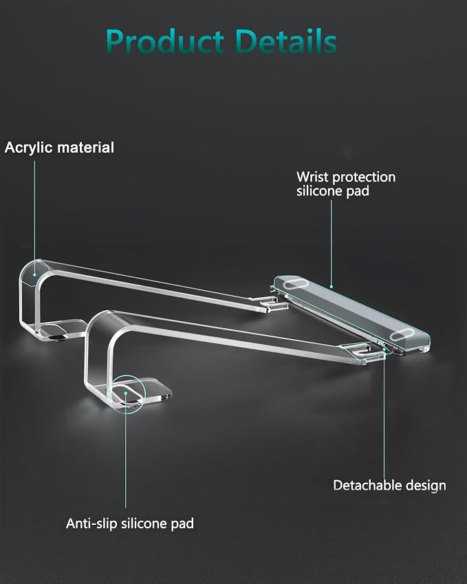Clear Acrylic Laptop Stand for Desk, - Image 8
