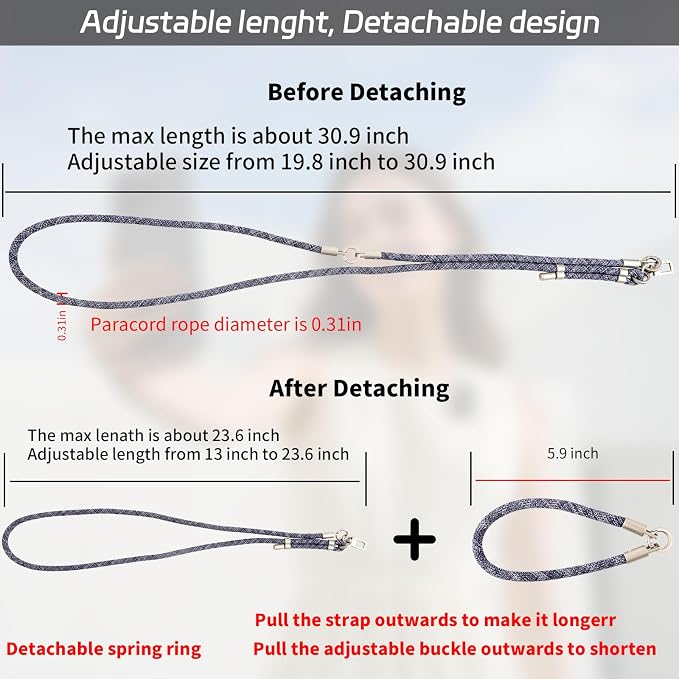 3-in-1 Adjustable Phone Lanyard Crossbody Cell Phone Neck Strap Universal - Image 2
