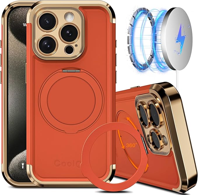 COOLQO for iPhone 15 Pro Max Case 6.7'' Upgraded 360° Spin Magnetic Stand by COOLQO