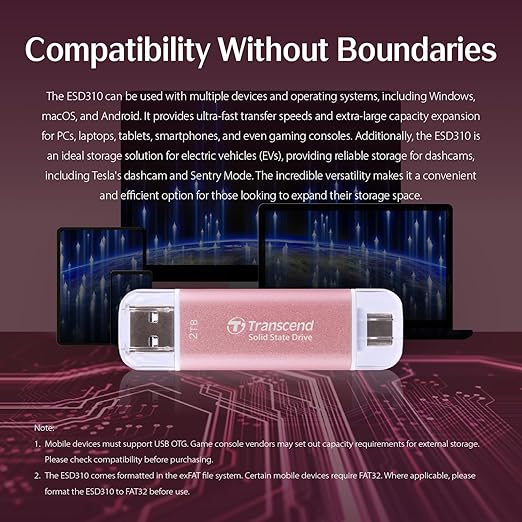 Transcend 512GB External SSD, Dual USB Flash Drive - Image 3