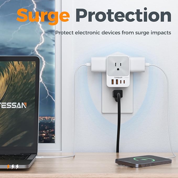 USB C Charger Block 20W PD, TESSAN 4 USB Wall Charger Fast Charging - Image 5