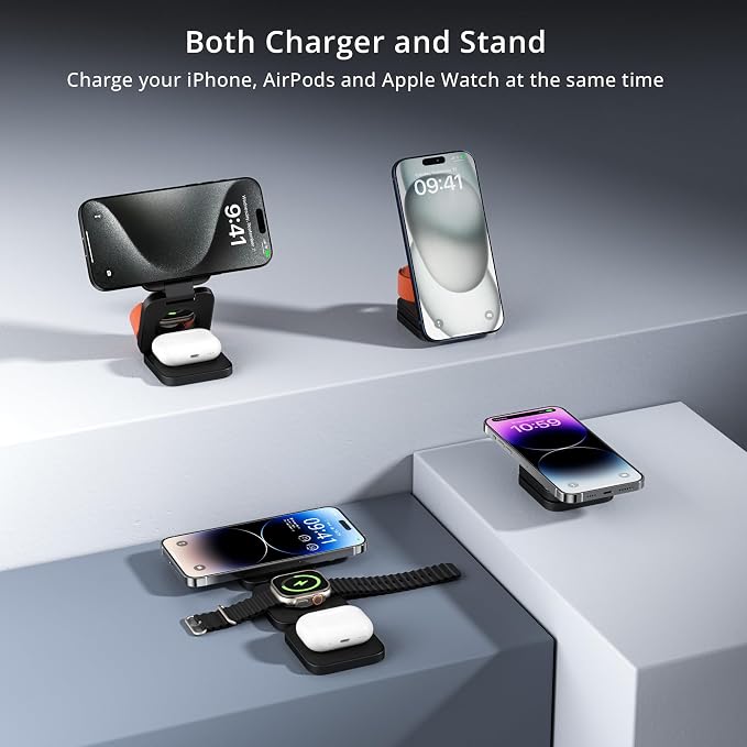 3-in-1 Wireless Charger Stand, LULULOOK 15W Magnetic Charger Wireless Fast - Image 2