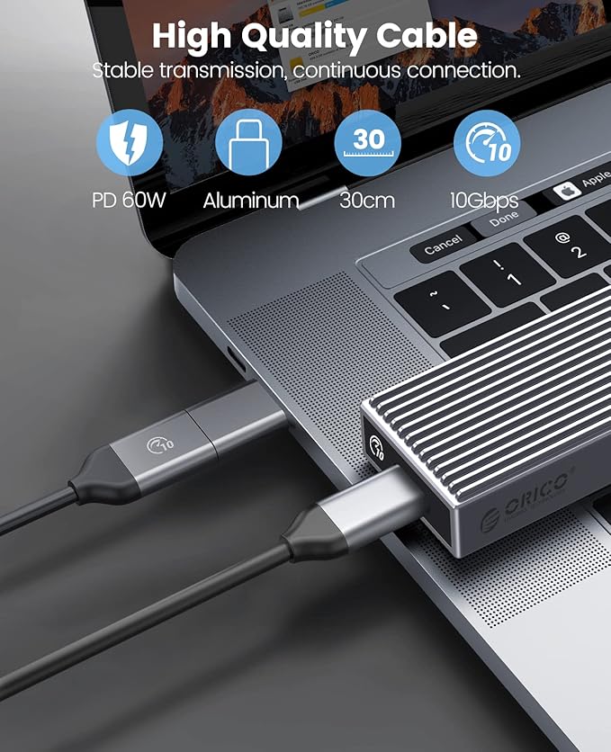 ORICO M.2 NVMe SSD Enclosure Aluminum Tool-Free Adapter, 10Gbps USB3.2 USB-C M2 - Image 5