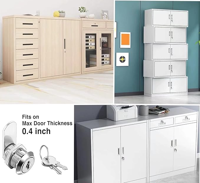 Cabinet Cam Locks Keyed Alike, 5/8'' Fits on 3/8'' Max Door Thickness, Secure - Image 6