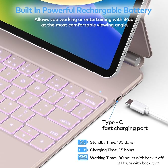 Keyboard Case for iPad Air 13 2024 and iPad Pro 12.9 inch 2022-6th / 2021-5th / - Image 9