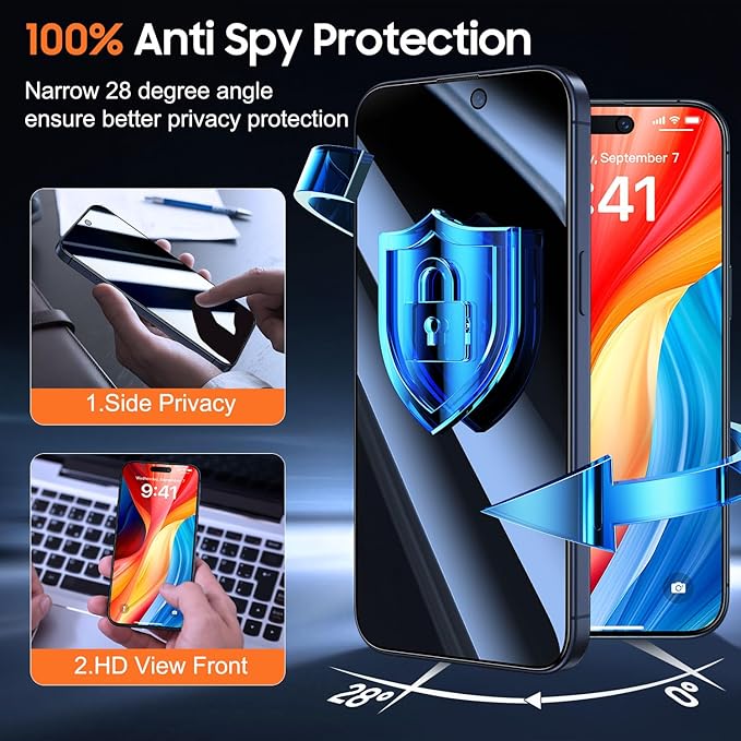 UniqueMe for iPhone 15 Pro Max Privacy Screen Protector - Image 2