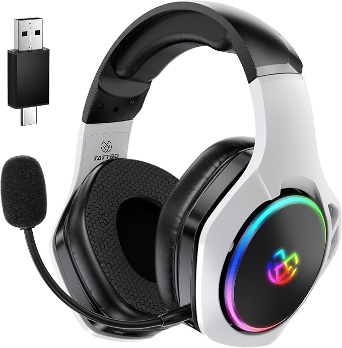 2.4GHz Wireless Gaming Headset for 40Hr+, Gaming Headphones for Ps5 by Tatybo