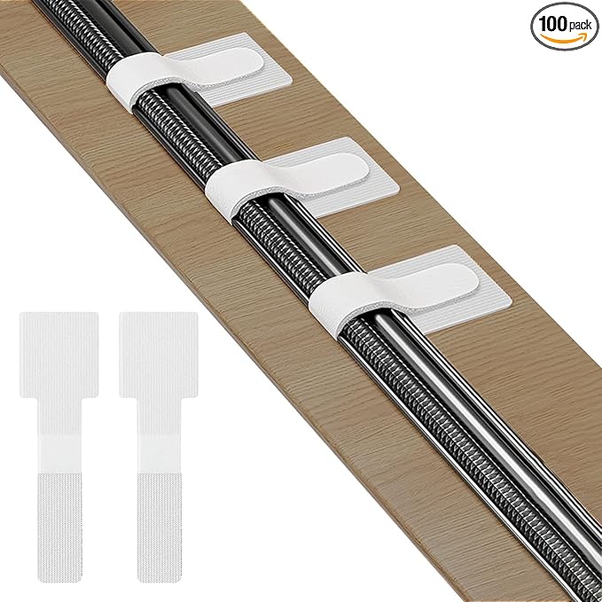 100pcs Hook and Loop Cable Ties, Sticky-Back Cable Straps, Cable Clip, Cord by Tinkeep