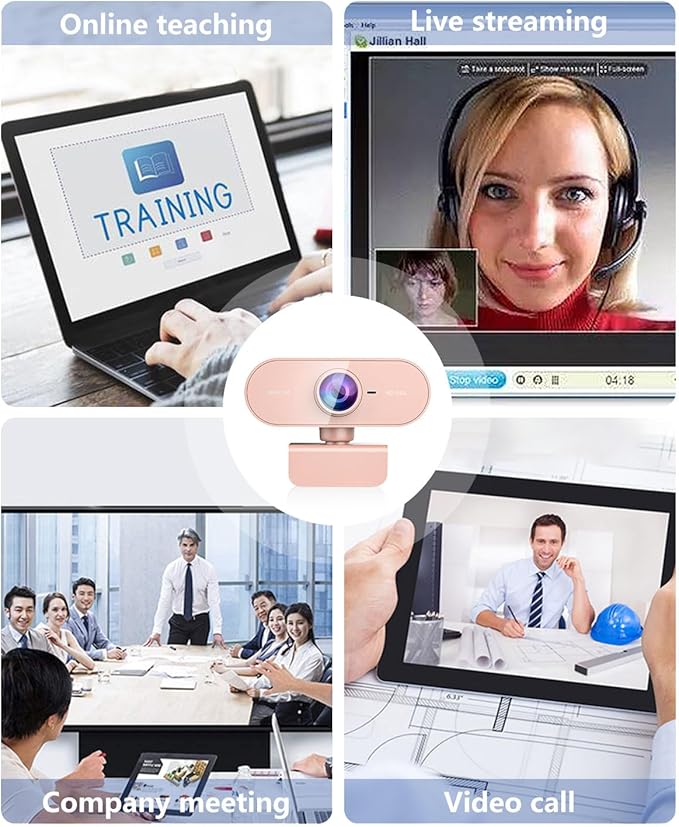 Webcam for pc with Microphone, Full Hd 1080P Pink Streaming Web Cam with Mic - Image 7