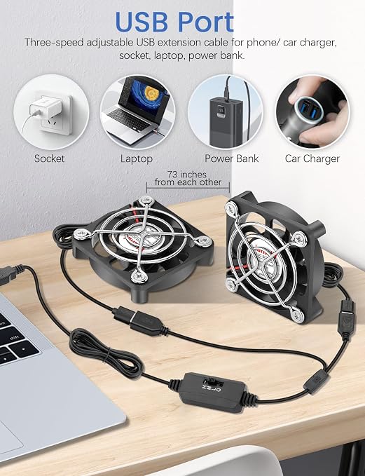 Wathai 2PCS 50mm x 10mm 5V Mini Box USB Computer Fan - Image 5