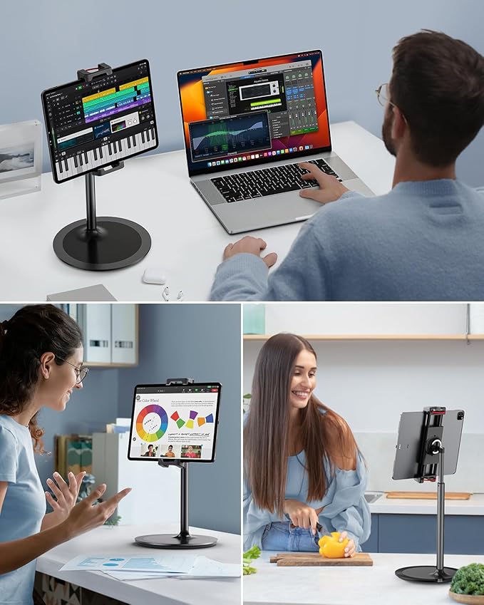 SAIJI Tablet Stand Holder, Height Adjustable Portable Monitor Stand, 360 Degree - Image 5