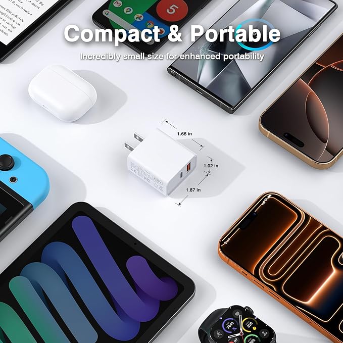2-Pack Type C Charger Adapter, 20W Multiport Fast Charge Power Brick Cube - Image 5