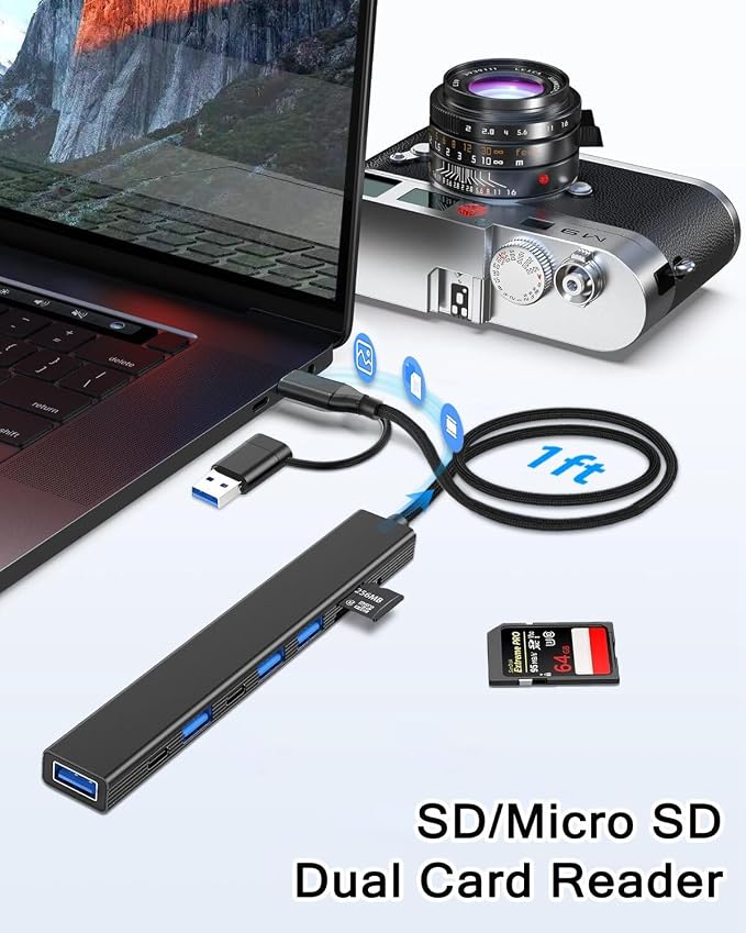 VIENON 8 in 1 USB C Hub With SD Card Reader, USB 3.0/2.0 Ports, USB-C Adapter - Image 3