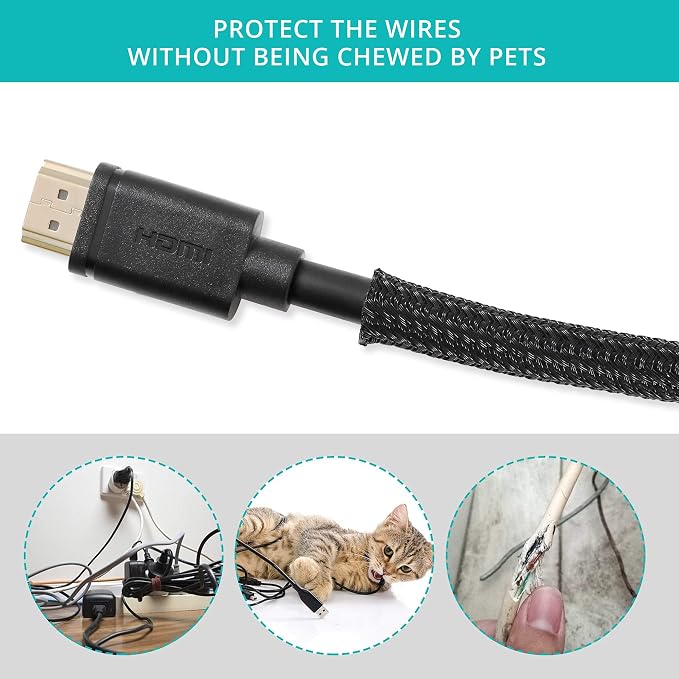 ZhiYo 20ft - 1/4 inch Cable Sleeve, Cord Wrap Wire Protector Tubing - Image 3