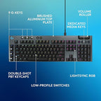 Logitech G915 X Wired Mechanical Gaming Keyboard, Double-Shot PBT Keycaps - Image 6