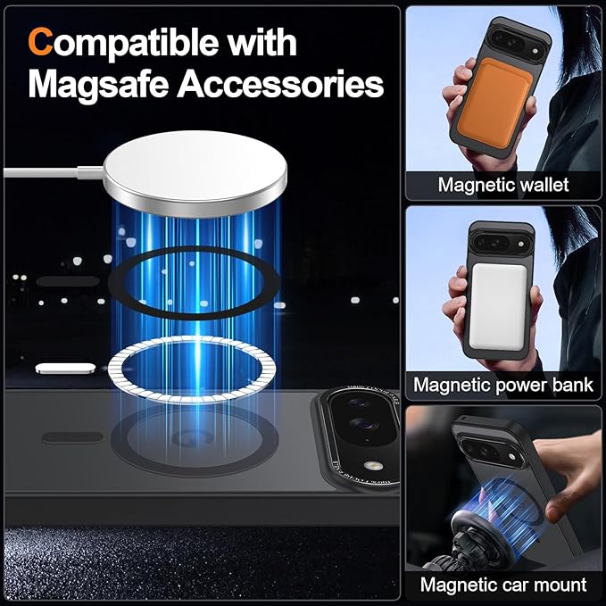 Magnetic for Google Pixel 9/Pixel 9 Pro Case, Shockproof Slim Translucent Matte - Image 2