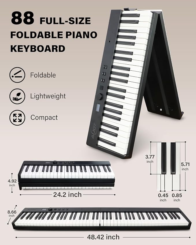 AiJoy 88-Key Piano Keyboard ASP-10F Electric Portable Folding Piano - Image 2
