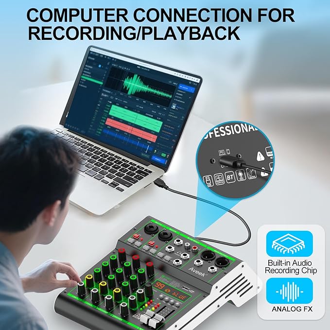 Aveek Audio Mixer, Professional Sound Board Mixing Console - Image 3