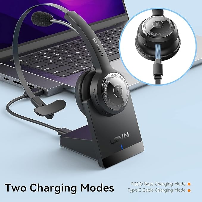 LEVN Bluetooth 5.0 Headset, Wireless Headset - Image 5