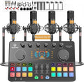 Podcast Equipment Bundle for 4, All-in-One Audio Mixer by SquarockTek