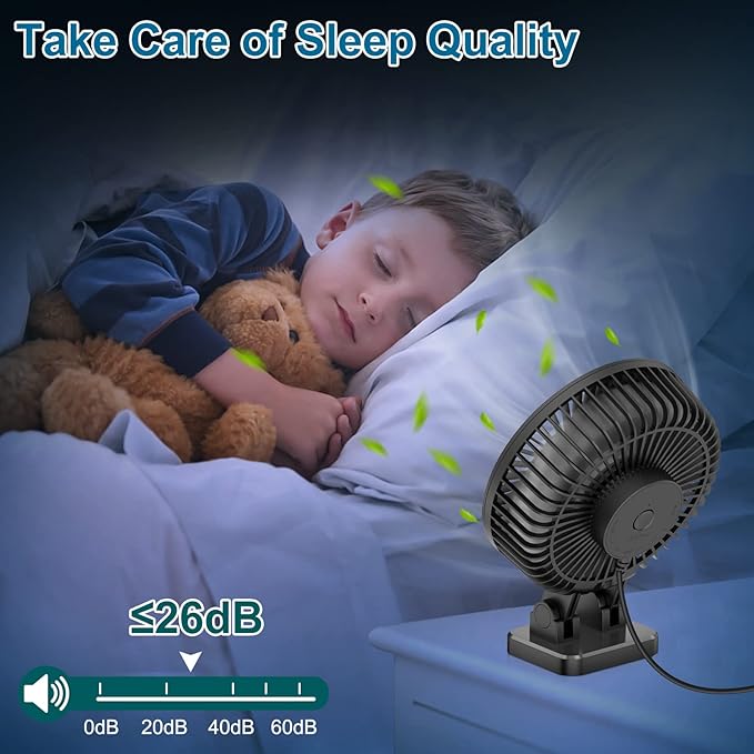 JZCreater USB Desk Fan, Mini Portable, 3 Speeds Desktop Table Cooling, Plug in - Image 7