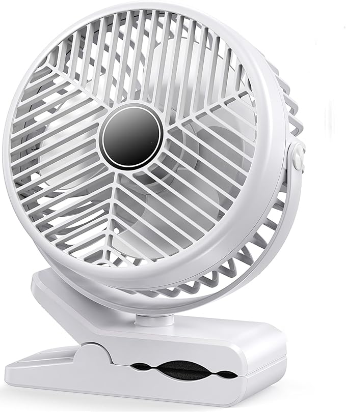 Portable Clip-on Fan 10000mAh Rechargeable Battery Powered – 3-Speed Quiet Desk by Unknown