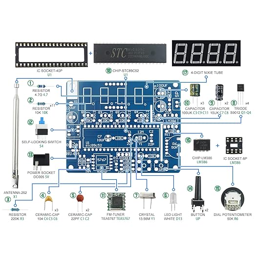 Soldering Practice Kit 5in1 DIY Power Amplifier Circular LED Vibration Alarm - Image 2