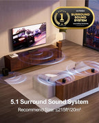 ULTIMEA 5.1ch Sound Bar with Subwoofer, Home Theater Virtual Surround Sound - Image 2