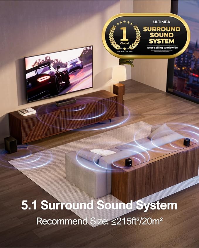 ULTIMEA 5.1ch Sound Bar with Subwoofer, Home Theater Virtual Surround Sound - Image 2