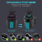 Cup Holder Car Tablet Mount, 360° Adjustable 2-Arm Stand Holder - Image 2
