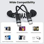 Coiled USB C to USB C Cable 2Pack 3FT Braided Retractable Fast Charging Cable - Image 7