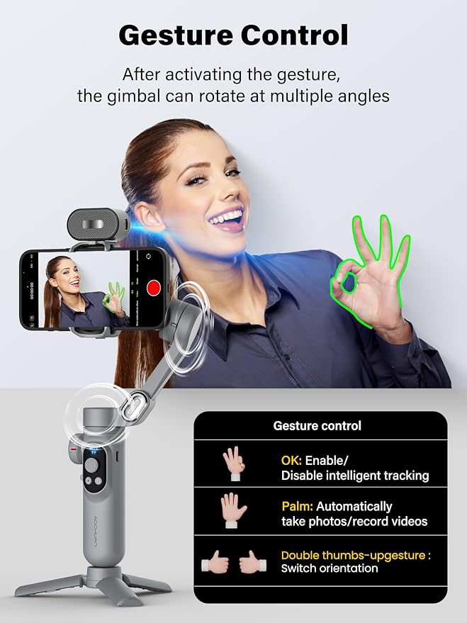 Gimbal Stabilizer for Smartphone AI Tracking, 3-axis Gimbal - Image 3