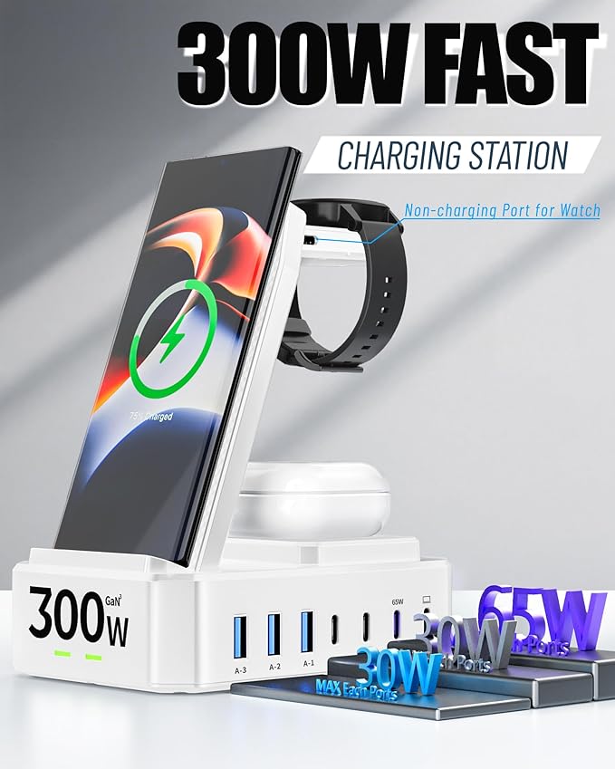 300W Wireless Charger for Samsung, Zutspzss 10 in 1 Wireless Charging Station - Image 3