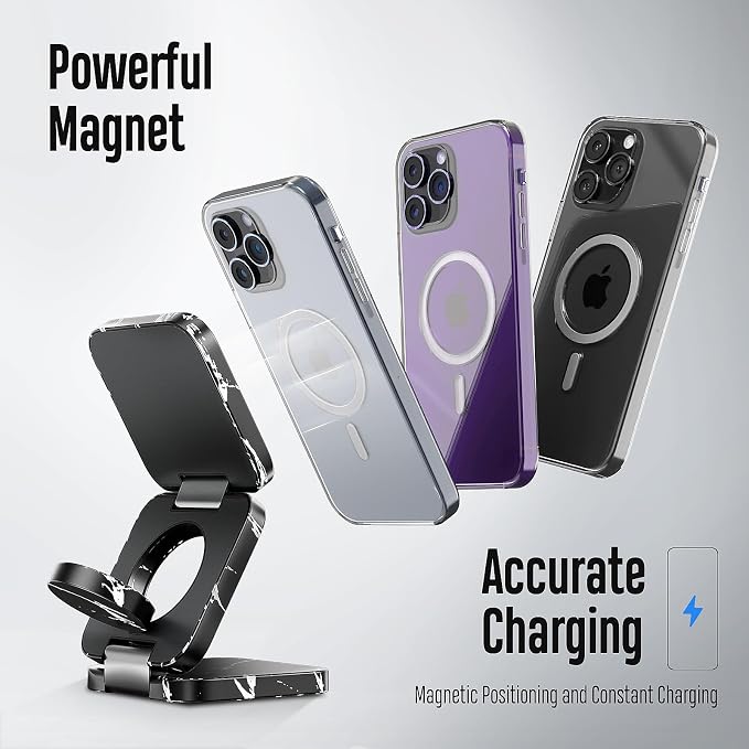 Fast Wireless Charger, Magnetic Foldable 3 in 1 Charging Station - Image 3
