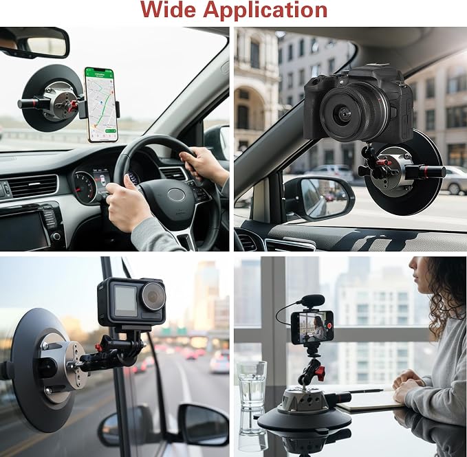Suction Cup Camera Mount with Ball Head Magic Arm, 5.9"/15cm Air Pump Vacuum - Image 7
