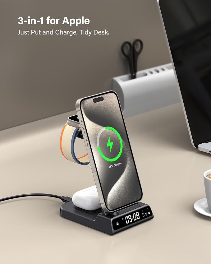 leChivée Wireless Charger for Apple Devices, 3 in 1 Wireless Charging Station - Image 6