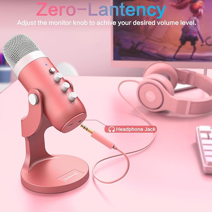 ZealSound Gaming USB Pink Microphone - Image 4