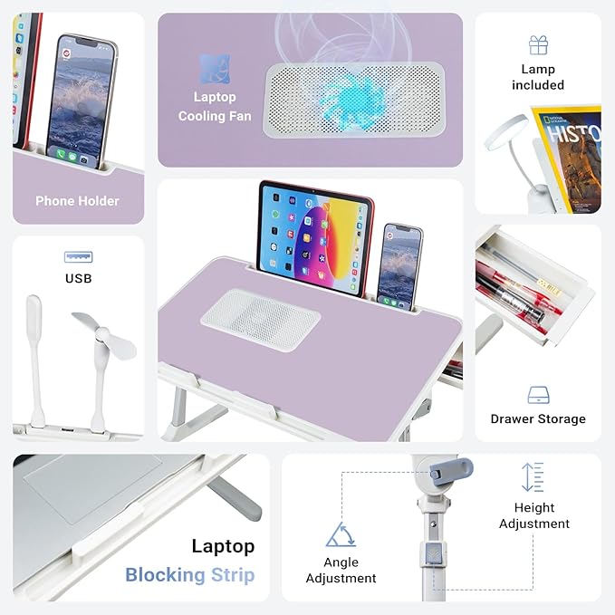 Laptop Lap Desk Include Cooling Fan, Adjustable Lap Desk - Image 4