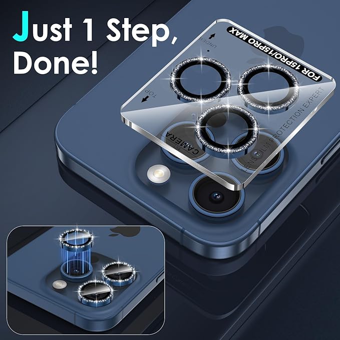 YWXTW Designed for iPhone 15 Pro/iPhone 15 Pro Max Camera Lens Protector Bling - Image 4