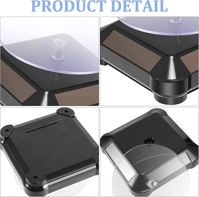 Xuhal 8 Pcs Solar Rotating Stand Turntable Battery Powered Double Use Solar - Image 7