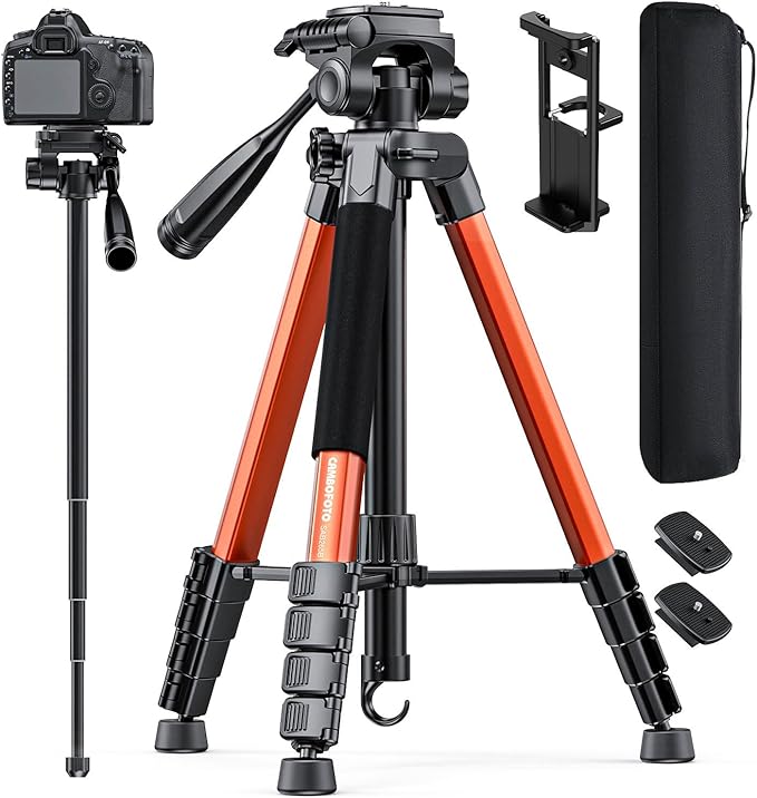 73" Camera Tripod and Monopod, Professional Aluminum Tripod Stand by CAMBOFOTO
