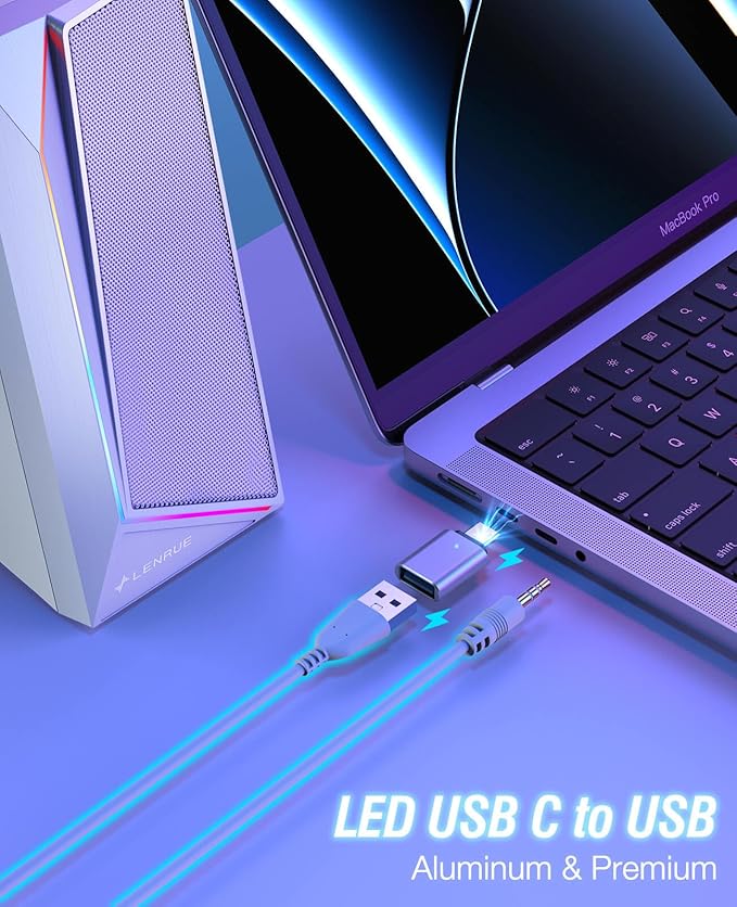 LENRUE Computer Speakers, USB/USB-C Powered PC Speakers - Image 6