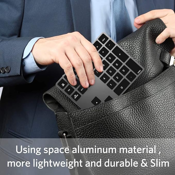 Bluetooth Number Pad, Aluminum Rechargeable Numeric Keypad Wireless 34-Keys - Image 7