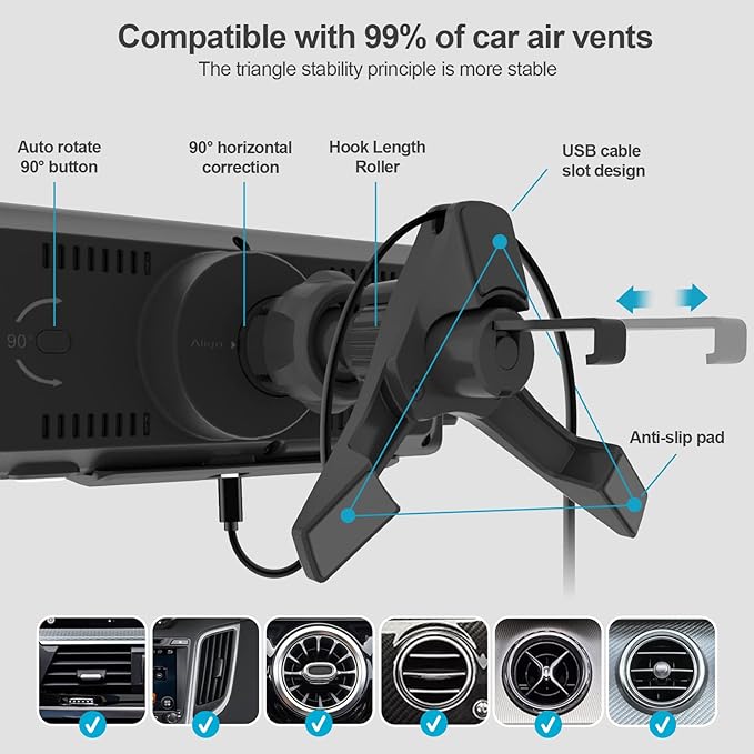Wireless Car Charger for Z Fold 6/5/4/3, Dual Coil Cup Holder Phone Mount for - Image 3
